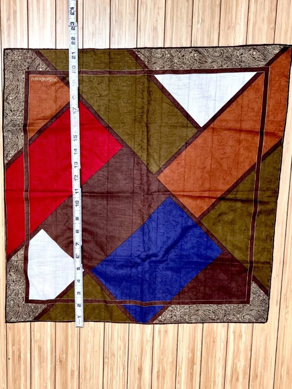 Yves Saint Laurent Silk/Cotton  Mini Scarf Brown Gold Black Blue White (28)